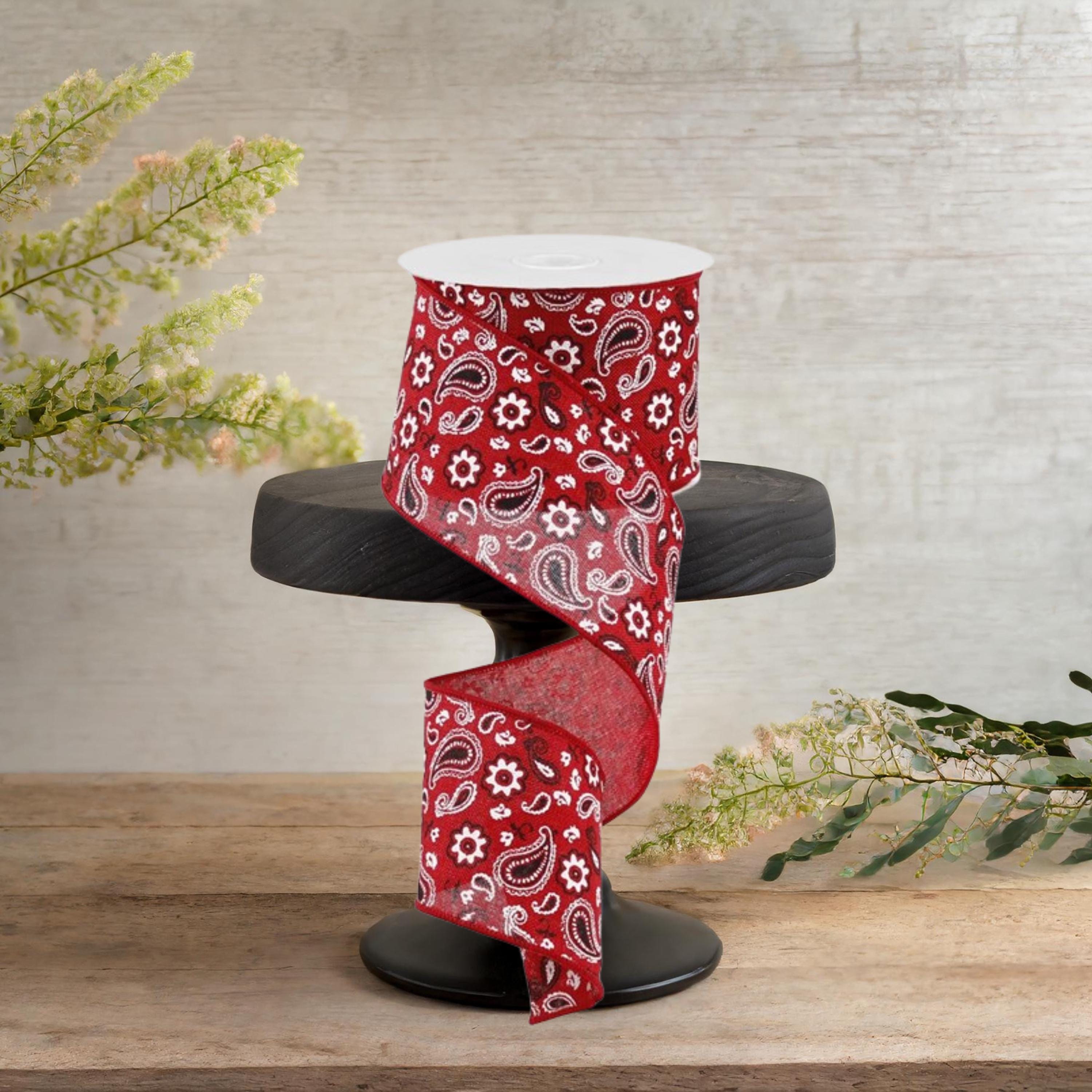 2.5in Bandana Print Ribbon: Red (10 Yards) - Etsy