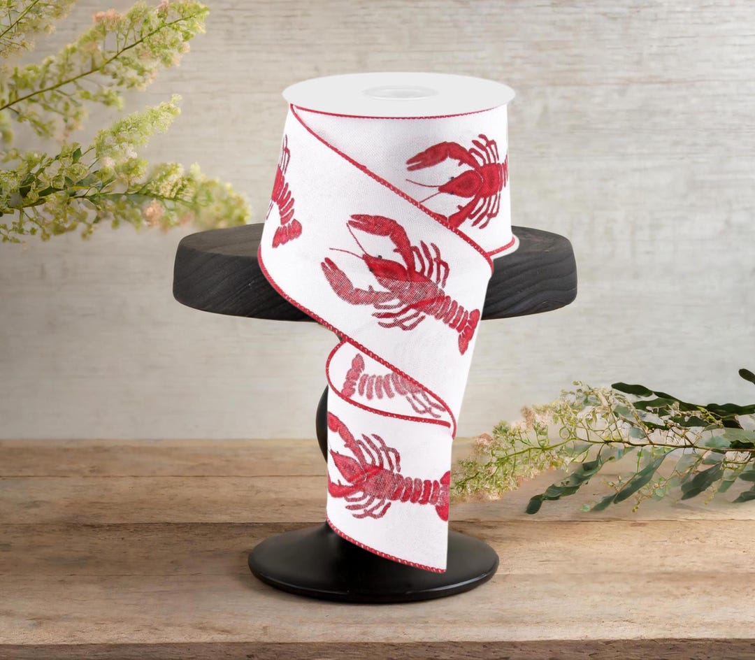 2.5in Crawfish on Royal Ribbon: White (10 Yards) - Etsy