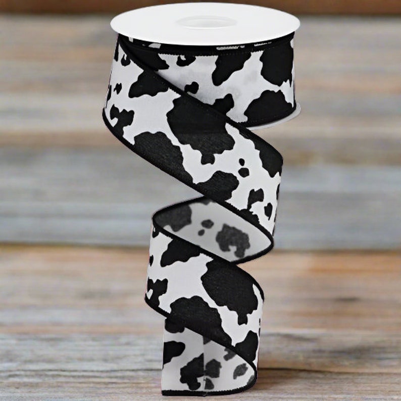 Cow Ribbon 1.5in Fuzzy Cow Print Ribbon: Black & White (10 Yards) - Etsy