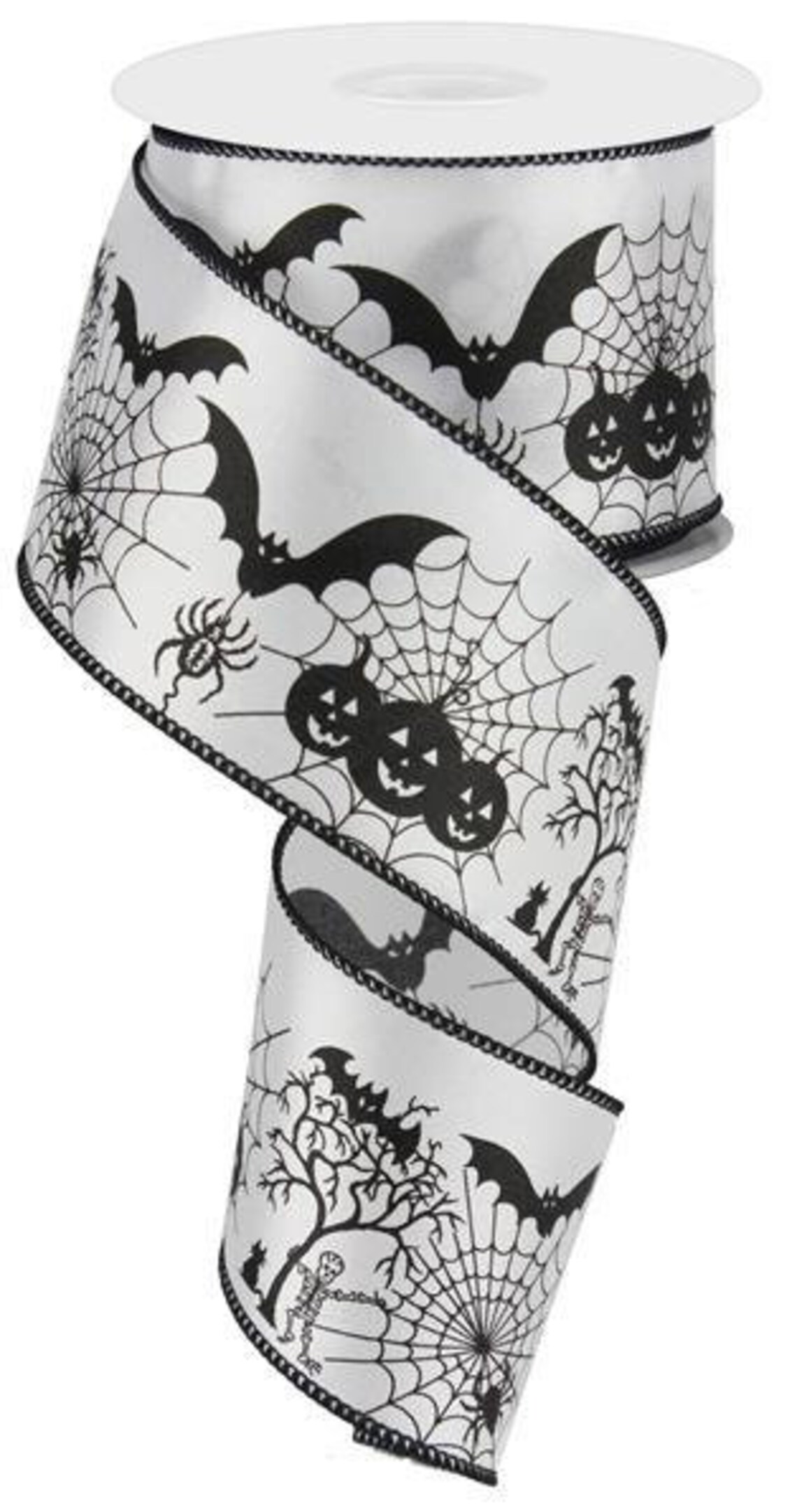 2.5 Halloween Bats Spiders Ribbon White 10 Yards Etsy