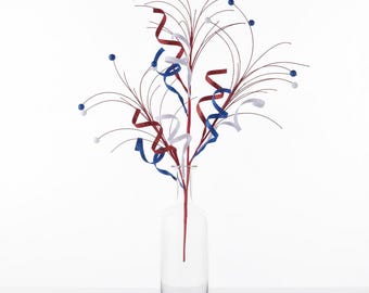 35in Glitter Curly Fishline Ball Spray: Patriotic