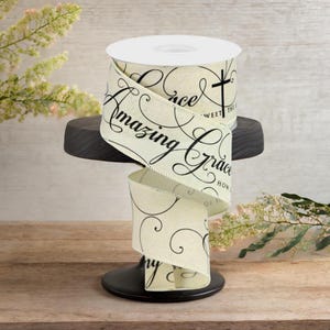 2.5in Amazing Grace Ribbon: Cream & Black (10 Yards)