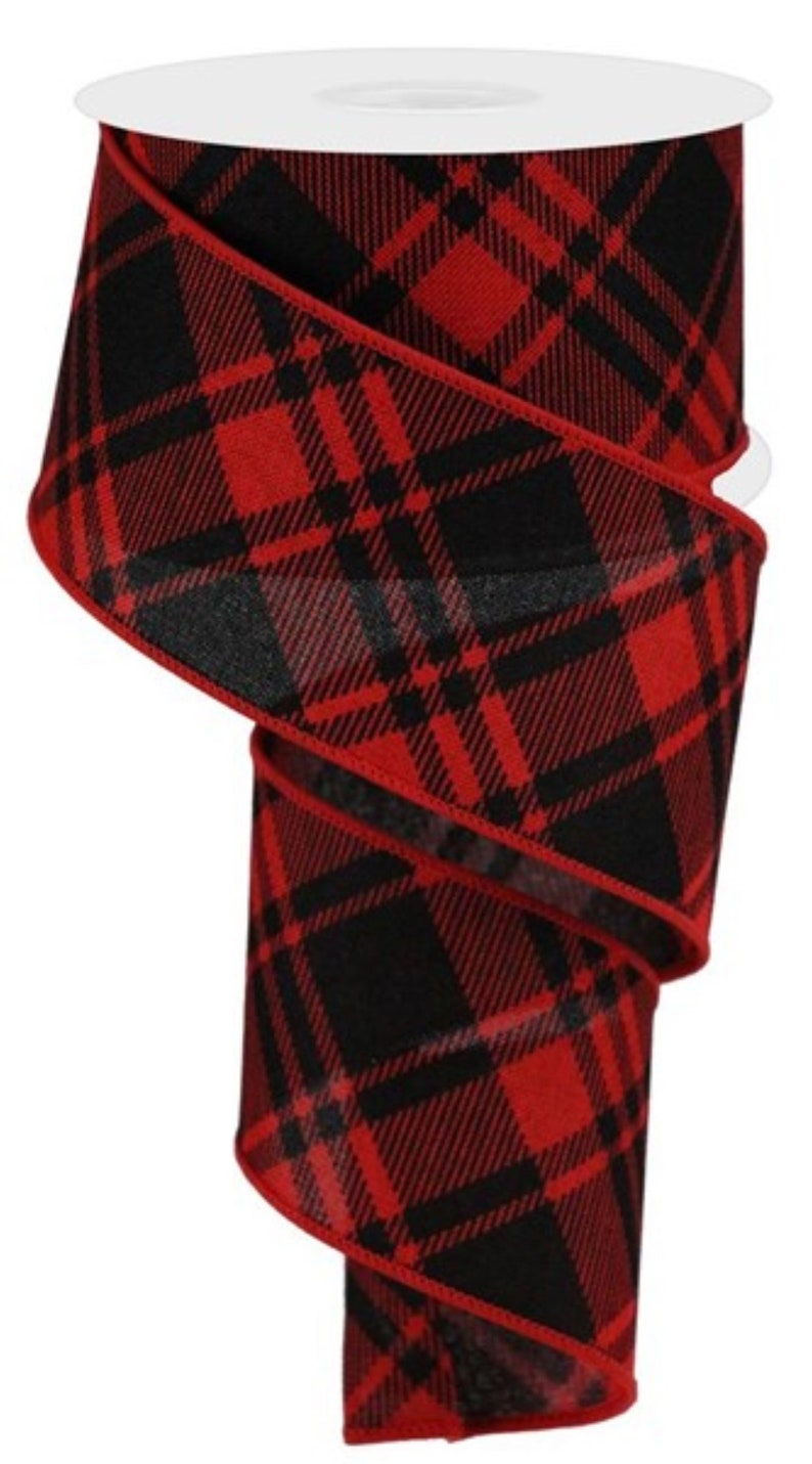 10 Yards 2.5 Diagonal Stripe and Check Ribbon Red