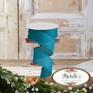 1.5in Burlap Turquoise Ribbon (10 Yards)
