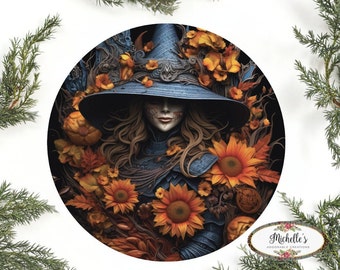 Halloween 3D Witch Sunflowers Sign - Wreath Enhancement