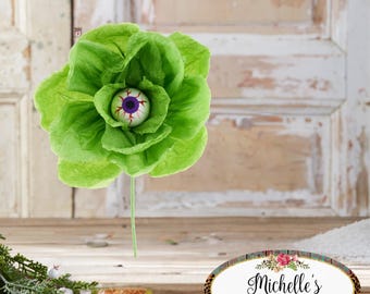 19in Paper Rose Eyeball Stem: Green