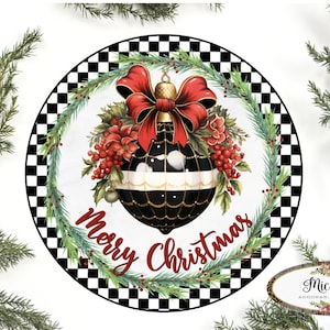 &quot;Elegantes &quot;&quot;Merry Christmas&quot;&quot;-Verzierungs-Karo-Zeichen - Kranz-Verschönerung.&quot;