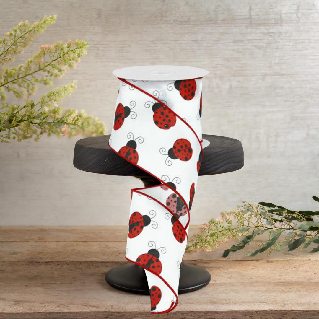 2.5in White Satin Ladybug Ribbon (10 Yards) - Etsy