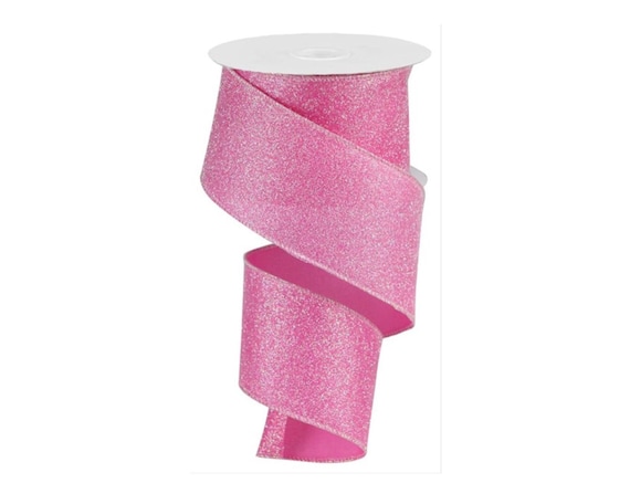 2.5in Iridescent Glitter Ribbon: Pink 10 Yards 