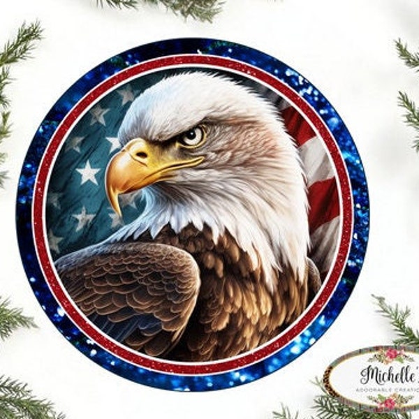Patriotic American Eagle Four Round Sign - Wreath Enhancement