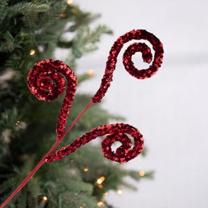 29in Sequin Curly Spray: Red