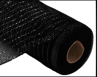 10in Metallic Mesh Black with Black Foil (10 Yards)