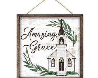 10in Wooden Sign: Amazing Grace