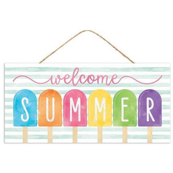 12in Wooden Sign: Welcome Summer