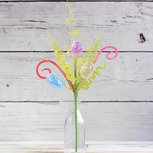 18in Iridescent Egg, Fern, Leaf, Coil, Grass Pick