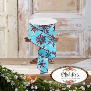 2.5in Multi Snowflake Ribbon: Turquoise (10 Yards)