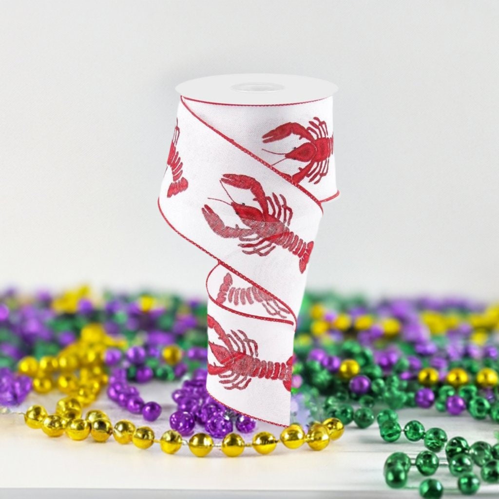 2.5in Crawfish on Royal Ribbon: White (10 Yards) - Etsy