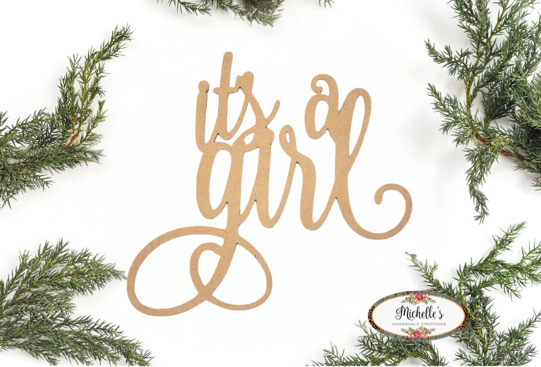 It's a Girl Script Word Wood Cutout Unfinished Wood - Etsy
