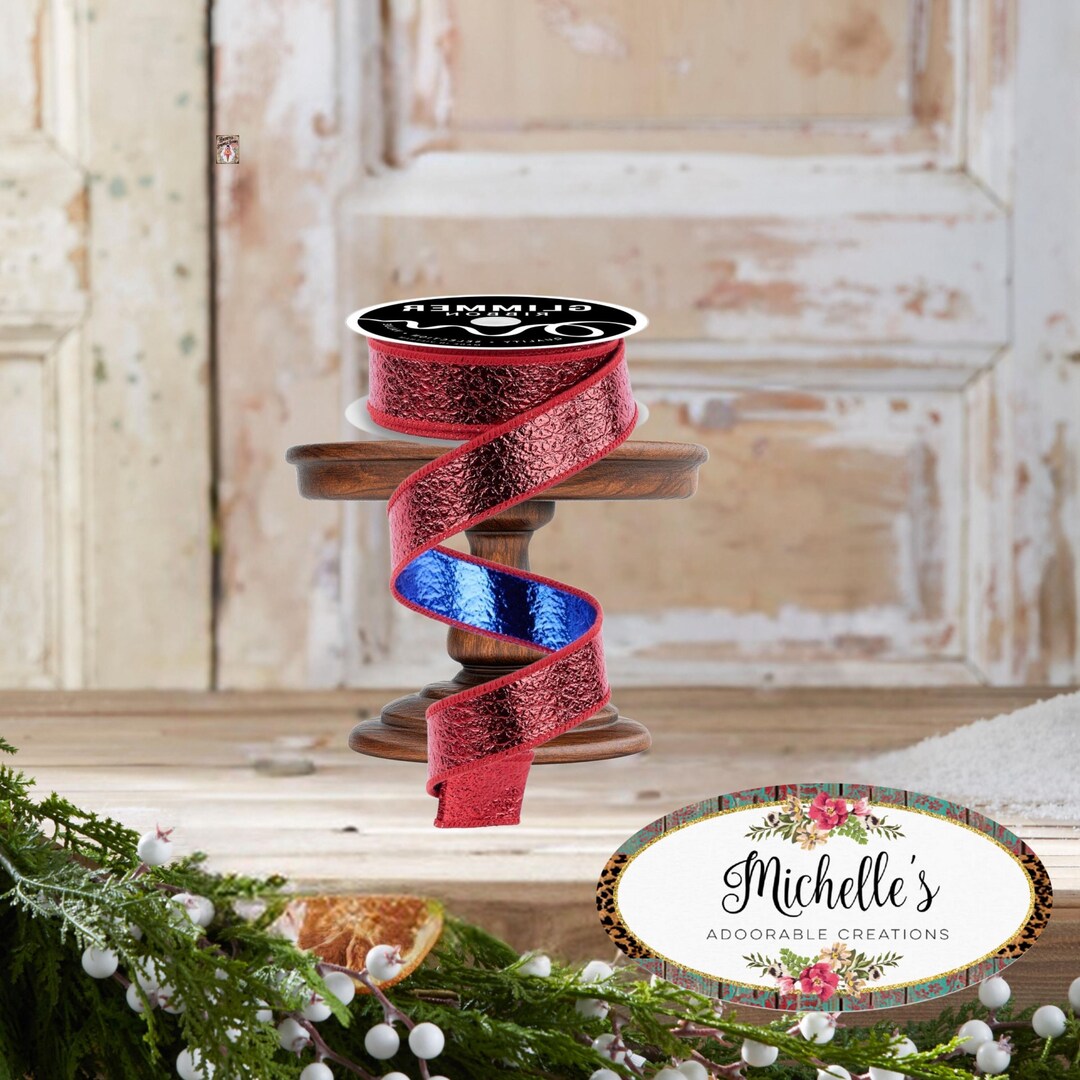 Ice Crunch Ribbon 1in Ice Crackle/water Dot Fused Ribbon: Red/blue (10 Yards) - Etsy