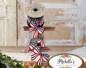 3.5in Felt Embroidery Americana Bow Garland (5 Yards)