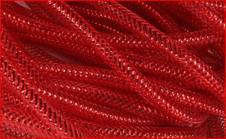 Deco Flex Tubing Ribbon Metallic Red 8mm x 30 Yards