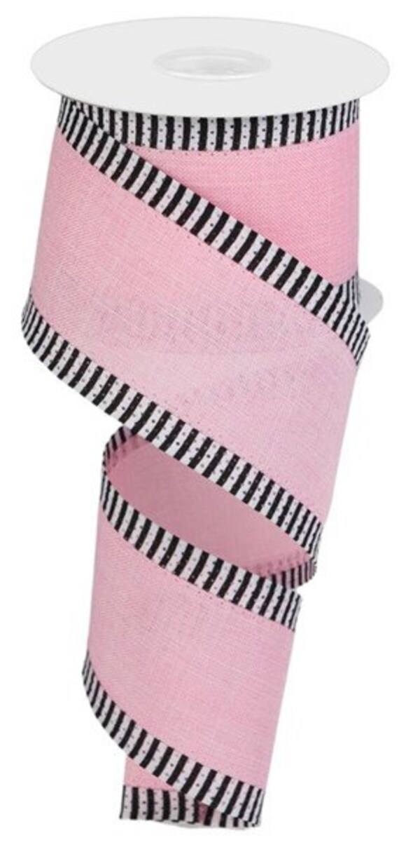 1.5 Thin Stripe Edge Ribbon: Light Pink (10 Yards)