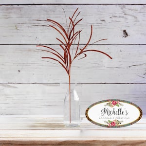 31 in Glittered Paper Grass Spray: Orange