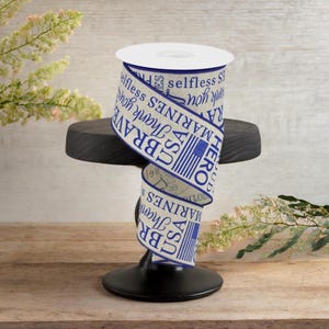 2.5in Marines Ribbon: Light Natural & Blue (10 Yards)