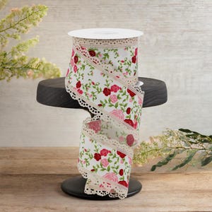 2.5in Floral Lace Ribbon: Ivory (10 Yards)