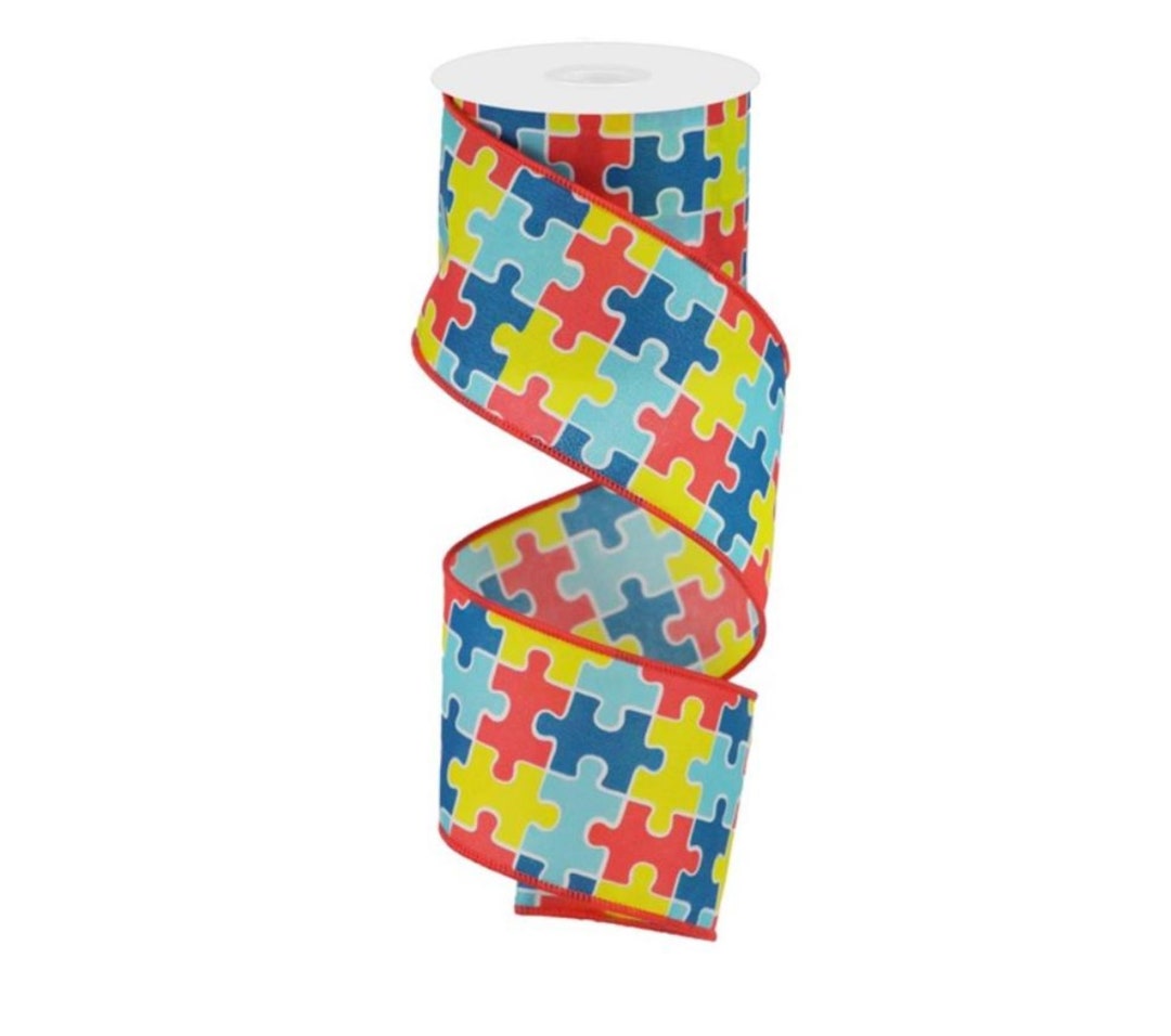 2.5in Puzzle Piece Ribbon: Autism Awareness 10 Yards - Etsy