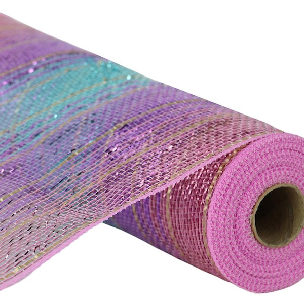 10in Metallic Foil Ombré Mesh: Light Pink, Lavender, Ice Blue, Gold (10 Yards)