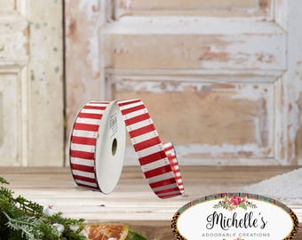 Cinta de rayas color menta de 7/8 pulg.: roja (10 yardas)