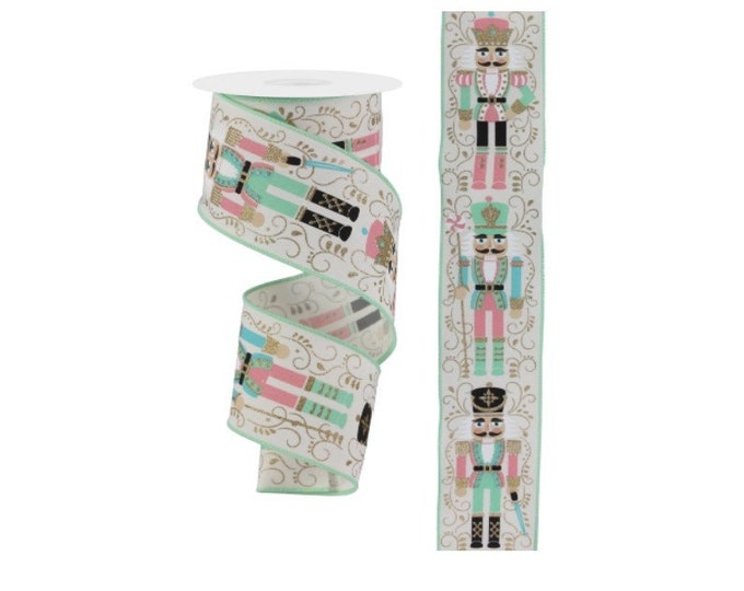 2.5in Nutcracker Ribbon Ivory/mint Green 10 Yards Etsy