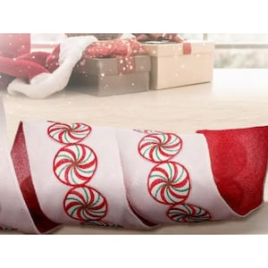 4in Peppermint Candy Disc Ribbon: Red (5 Yards)