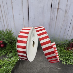7/8in Peppermint Stripe Ribbon: Red (10 Yards)