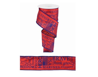 2.5in United States Marine Ribbon: Red & Blue (10 Yards)