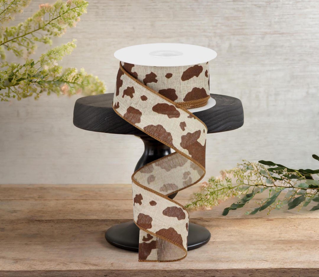 1.5in Cowhide Print Ribbon: Natural & Brown (10 Yards) - Etsy