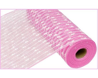 10in Snowball Deco Mesh: Pink & White (10 Yards)