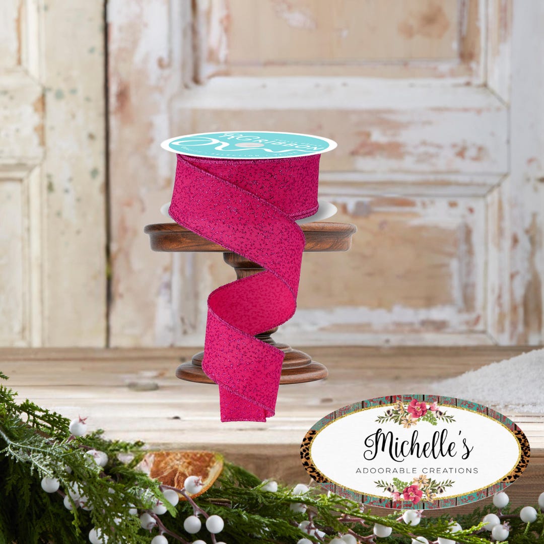 Party Ribbon Fuzz 1.5in Irregular Spotted Glitter Ribbon: Fuchsia (10 Yards) - Etsy