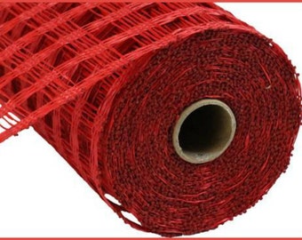 10in Poly Burlap Check Mesh: Red