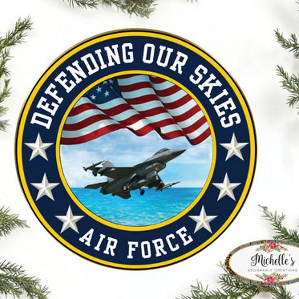 United States Air Force Round Sign - Wreath Enhancement
