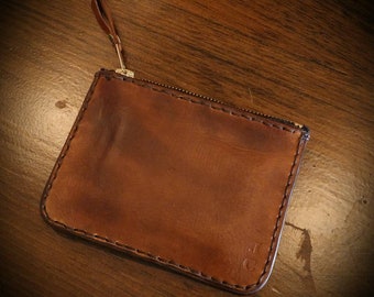 Small Leather Zippered Handbag/Clutch