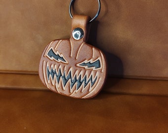 Leather Pumpkin Keychain