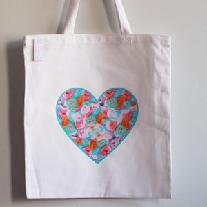 Heart Candy Canvas Tote Bag: Reusable Grocery Bag