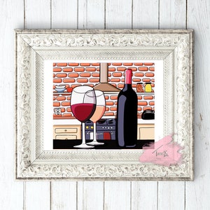 Wein Wandkunst, Romantische Wandkunst, Küchen Wand Kunst Druck