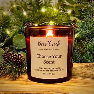 Pure Beeswax Candle, Wood Wick, Essential Oils, Handmade, Fall Candle, Christmas Gift