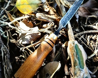 Spoon Knife "Monadnock Hook" Spalted Beech - Copper Damascus Limited Edition