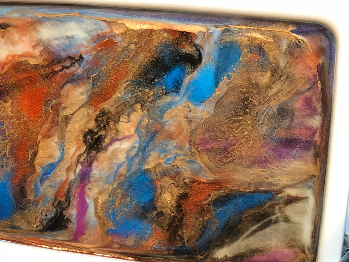 Spectacular Handpainted Resin Art Serving Tray. 10 X 16 Etsy
