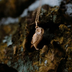 Handmade Gold/Silver Barn Owl Pendant and Chain