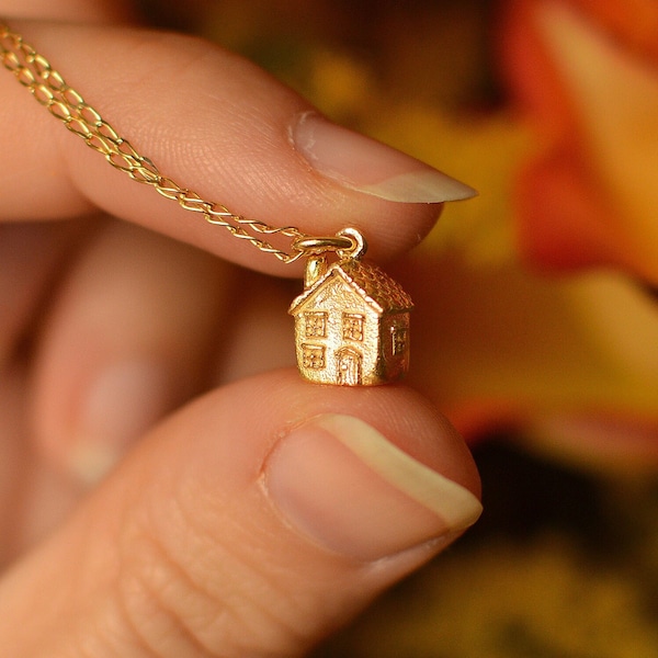 Littlest Cottage-hanger en ketting - handgemaakt van goud/zilver
